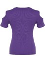 Trendyol Curve Purple Ribbed Knitted Cut Out Detailed Blouse