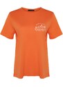 Trendyol Curve Orange Printed Knitted T-Shirt