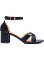 Shelvt women's heeled sandals black