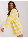 Fashionhunters Žlutý a ecru dlouhý oversize svetr