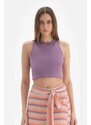 Dagi Lilac Ribbed Crop