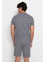 Trendyol Anthracite Regular Fit Crew Neck Embroidered Knitted Waffle Pajamas Set