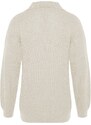 Trendyol Stone Unisex Regular Fit Polo Collar Anti-Pilling Knitwear Sweater