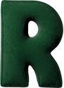 Yellow Tipi Tmavě zelený sametový polštář písmeno R 40 cm