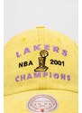 Bavlněná baseballová čepice Mitchell&Ness Los Angeles Lakers žlutá barva, s aplikací