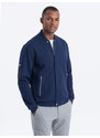 Ombre Men's unbuttoned bomber sweatshirt - dark blue