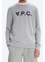 Bavlněná mikina A.P.C. Sweat Vpc COECQ-H27378 BLACK pánská, šedá barva, s aplikací