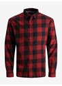 Černo-červená klučičí kostkovaná košile Jack & Jones Gingham - Kluci