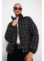 Trendyol Black Premium Oversize Tweed Puffy Coat