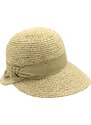 Marone Dámský slaměný klobouk Cloche s béžovou stuhou - zkrácená krempa vzadu
