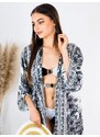 Webmoda Dámské dlouhé exkluzivní kimono/šaty s knoflíčky - černé