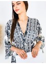 Webmoda Dámské dlouhé exkluzivní kimono/šaty s knoflíčky - černé