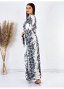 Webmoda Dámské dlouhé exkluzivní kimono/šaty s knoflíčky - černé