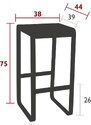 Popelově šedá hliníková zahradní barová židle Fermob Bellevie 75 cm