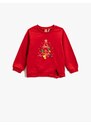 Koton Sweatshirt New Year Themed Pompom Detailed Glitter Crew Neck