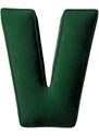 Yellow Tipi Tmavě zelený sametový polštář písmeno V 40 cm
