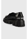 Kožené mokasíny Love Moschino dámské, černá barva, na platformě, JA10045G1HIB0000