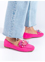 Suede pink loafers with Shelvt crystals