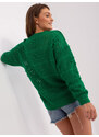 Fashionhunters Zelený prolamovaný letní svetr s dlouhými rukávy