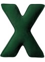 Yellow Tipi Tmavě zelený sametový polštář písmeno X 40 cm