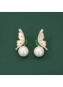 Éternelle Náušnice s bílou perlou a zirkony Catarina - motýl