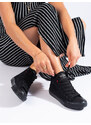 Praktické dámské černé tenisky bez podpatku