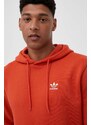 Mikina adidas Originals pánská, oranžová barva, s kapucí, hladká