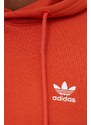 Mikina adidas Originals pánská, oranžová barva, s kapucí, hladká