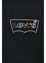 Bavlněná mikina Levi's pánská, černá barva, s kapucí, s aplikací