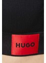 Tričko s dlouhým rukávem HUGO černá barva, s golfem