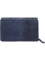 Tmavě modrá dámská střední kožená peněženka s klopnou Aspasia