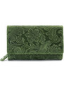 Zelená dámská střední kožená peněženka s klopnou Aspasia