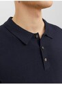 Jack & Jones Tmavě modré pánské úpletové polo tričko s dlouhým rukávem Jack & J - Pánské