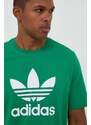 Bavlněné tričko adidas Originals zelená barva, s potiskem