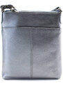Tmavě stříbrná dámská kožená zipová crossbody kabelka Jenny