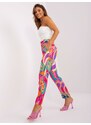 Fashionhunters Dámské růžové vzorované látkové kalhoty