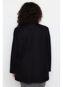 Trendyol Curve černý kabát se stojáčkem s dvojitým uzávěrem