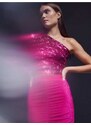 Sinsay - Nabíraná mini sukně - sytě růžová