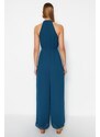 Trendyol Petrol Belted Maxi Chiffon Lined Woven Jumpsuit