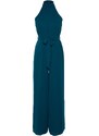 Trendyol Petrol Belted Maxi Chiffon Lined Woven Jumpsuit