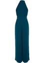 Trendyol Petrol Belted Maxi Chiffon Lined Woven Jumpsuit