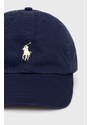 Bavlněná čepice Polo Ralph Lauren tmavomodrá barva, hladká