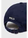 Bavlněná čepice Polo Ralph Lauren tmavomodrá barva, hladká