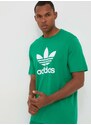 Bavlněné tričko adidas Originals zelená barva, s potiskem