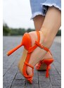 Givana Oranžové sandály na tenkém podpatku Taryn