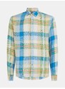 Modro-béžová pánská kostkovaná košile Tommy Hilfiger - Pánské