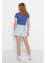 Trendyol Light Blue High Waist Denim Shorts