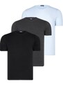 TRIPLE SET T8569 DEWBERRY BIKE COLLAR MENS T-SHIRT-BLACK-BLUE-ANTHRACITE