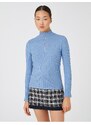 Koton Zippered Turtleneck Long Sleeve T-Shirt