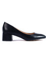 GOODIN Black pumps on a low post made of Shelvt leatherette